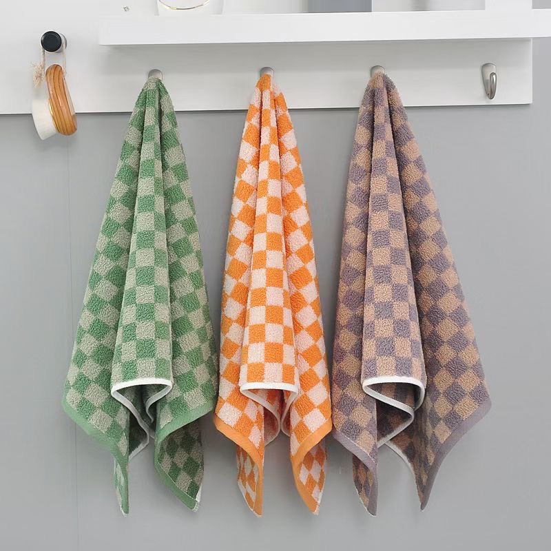 格調棉復古格子棋盤格純棉毛巾提花素色斷檔柔軟吸水面巾一件代發