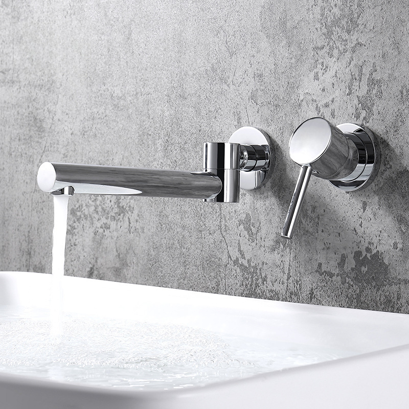 Concealed Wall Faucet Bathroom Hidden Embedded Wall Row Engineering Facial Basin Hot and Cold Swivel Faucet