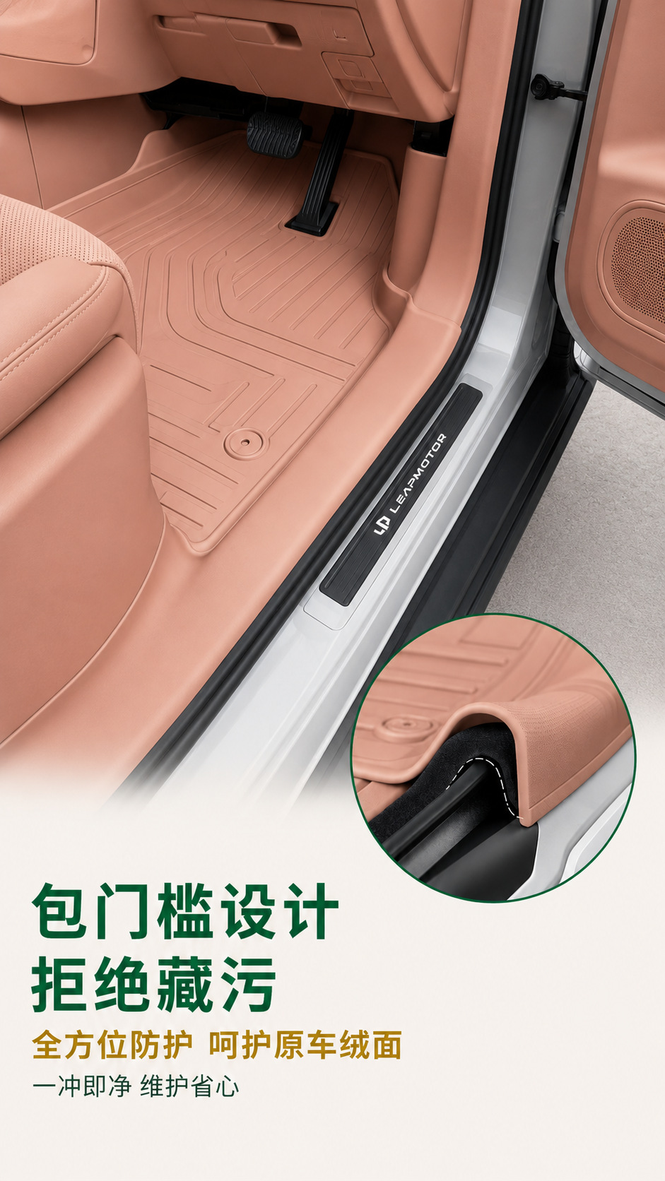 Tpe Floor Mats for Leapmotor C11 Model, Dust-Proof Car Interior Accessories, Eco-Friendly Tpe Leapmotor C11 Door Sill Covers