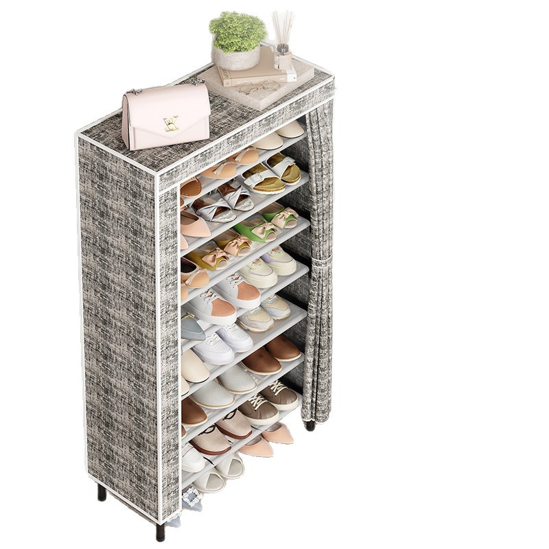 Estante de zapatos multicapa puerta doméstica cubierta a prueba de polvo alquiler simple gabinete de zapatos dormitorio almacenar artefacto mágico gabinete de tela