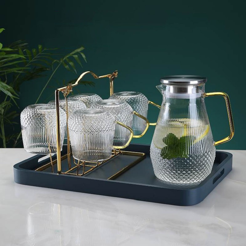 Gruesa botella de agua fría de estilo japonés hervidor de vidrio taza de ebullición resistente a altas temperaturas de hogar gran capacidad tetera de agua fría traje botella de agua fría