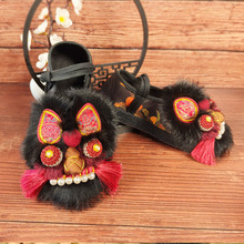 现货纯手工兔毛虎头鞋女成人新中式千层底国风平底布鞋国风汉服鞋