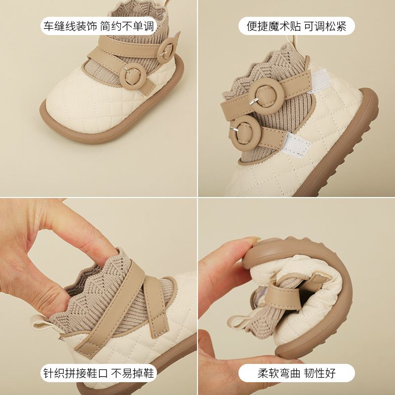 Girls Korean version leather shoes, baby walking shoes, children's shoes, spring and autumn new children's socks shoes, princess shoes