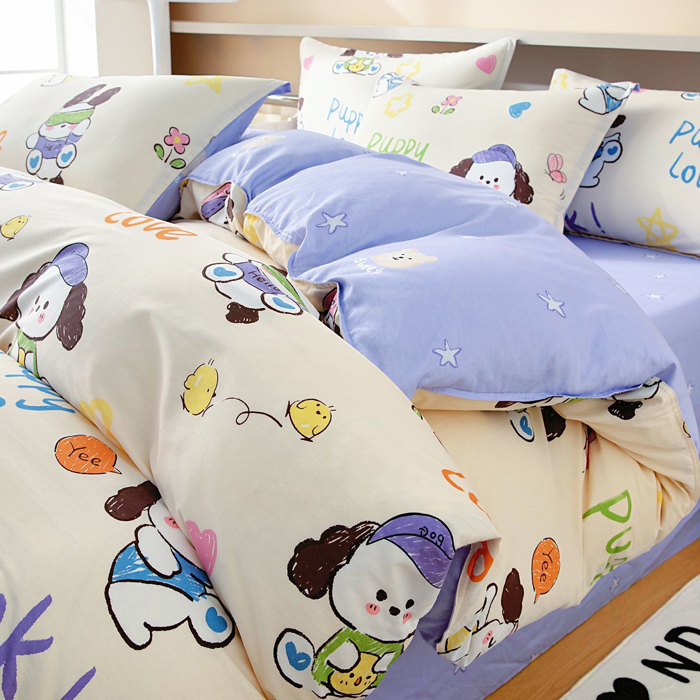 Cobertura de edredón de algodón de dibujos animados de una sola pieza 1.5 dormitorio individual 150x200x230 edredón único para niños domésticos