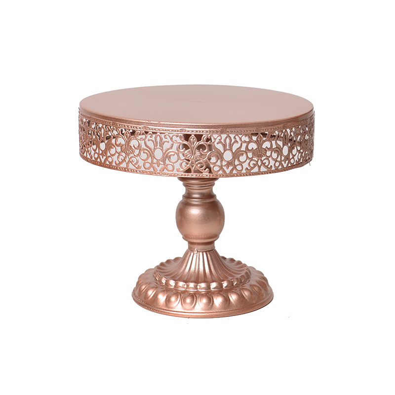 De estilo europeo redondo pastel Placa de hierro alta pierna pastel de la boda decoración de la tabla apoyos estante plato de fruta bandeja de postre al por mayor image 8