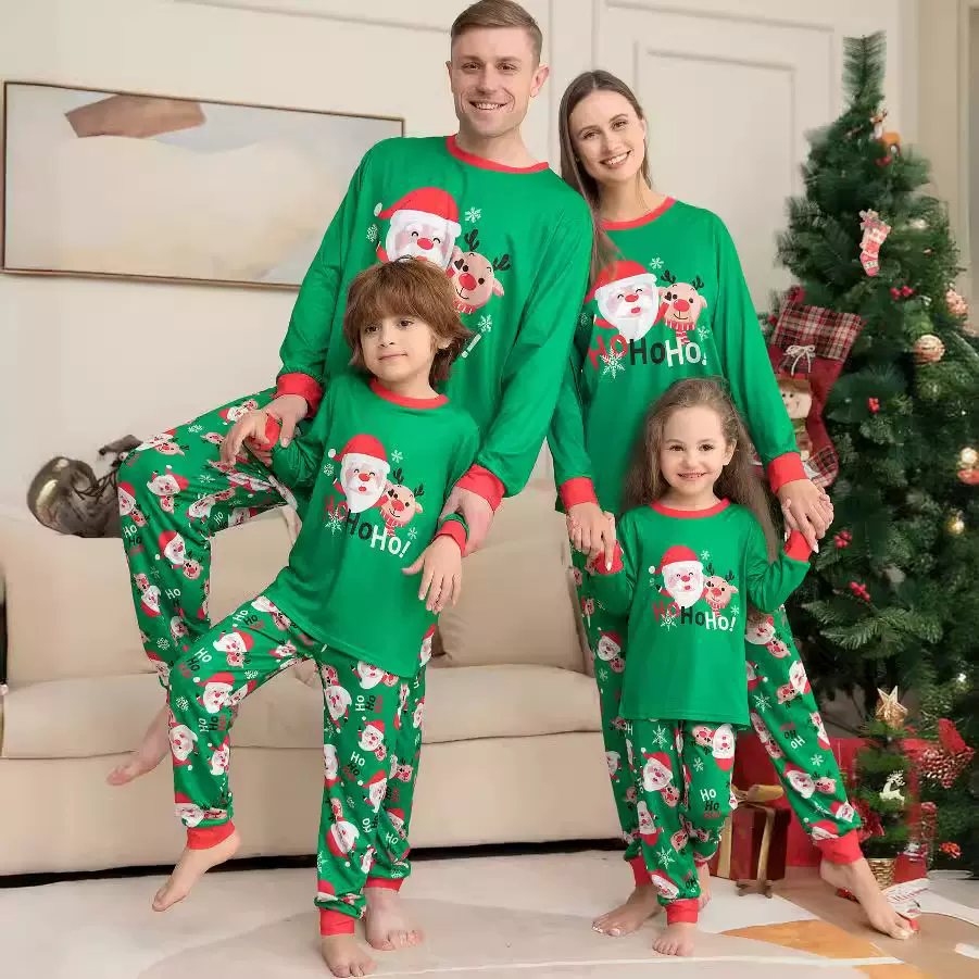 ebay新款家居服圣诞老人印花外贸时尚睡衣宠物狗服装人狗亲子套装