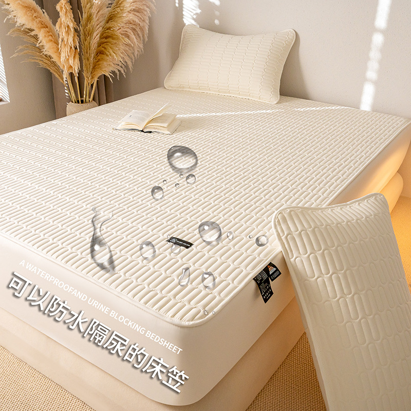 Class a Waterproof Fitted Sheet Mattress Protector with Cotton Padding, Thickened Simmons Protective Cover, Urine-Proof and Cat Urine-Resistant Bed Cover Set for Cross-Border Sales