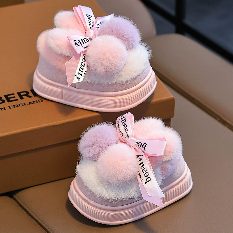 Детские хлопчатобумажные тапочки зимой милый мультфильм для мальчиков и девочек в помещении теплый дом