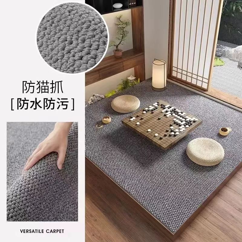 Alfombra de sala de té anti-gato alfombra de estilo japonés anillo de piña alfombra de sala de estar imitación de tela de seta gruesa alfombra de cama resistente al desgaste