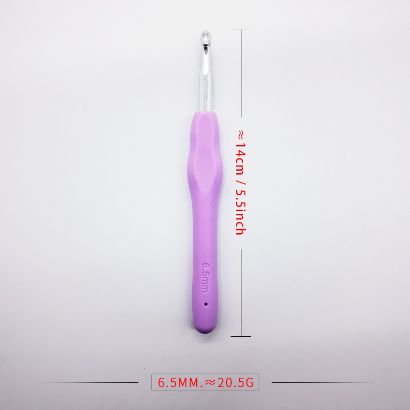 TPR crochet de mango suave, crochet de mango suave sólido, crochet de algodón, crochet de lana, crochet de mango suave de arco iris tejido a mano