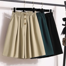 剪标大牌法国原单女装西装短裤夏季薄款高腰垂感a字阔腿5五分裤裙
