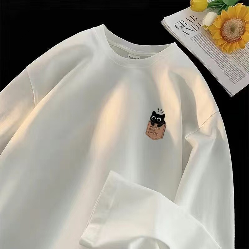 Long-Sleeved T-Shirt Men's Spring and Autum New Fashion Brand Hong Kong Style Ins Versatile Simple Printed Top Bottoming Shirt