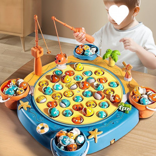 Large Children's Fishing Toy Electric Rotating with Sound Effect Magnetic Fishing Rod Baby Toys One 3 to 6 Years Old