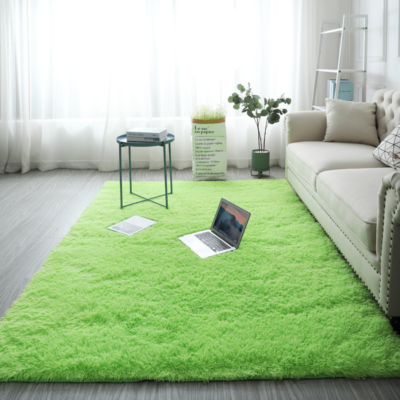 simple alfombra de sala de estar seda doméstica dormitorio chica alfombra de pelo largo mantas de cama estampado sofás de peluche cojín de mesa de té