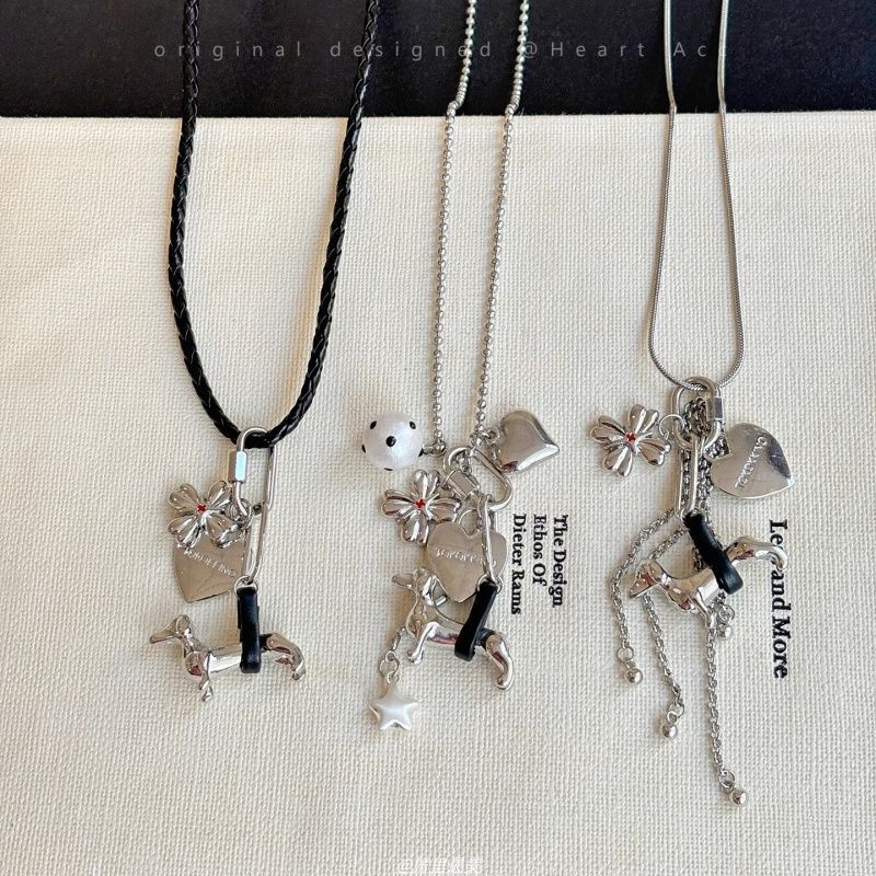 韓国ブロガーと同じスタイルのラブパピータッセルネックレス、女性用ニッチデザインロングアクセサリー、ユニークな鎖骨チェーン|undefined