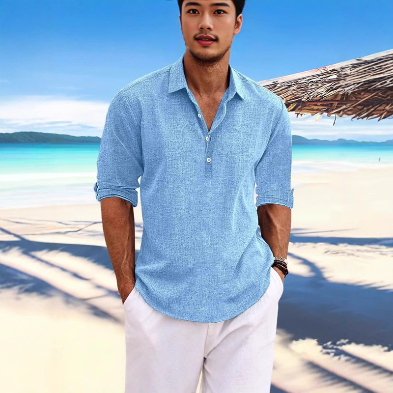 Europe and the United States half sleeve men's shirt summer foreign trade cross-border Amazon solid color lapel European size business casual lapel cardigan men