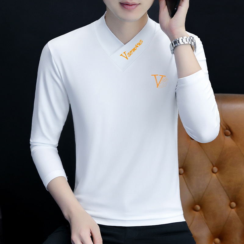 화이트 CV153 스타일 경사 V넥