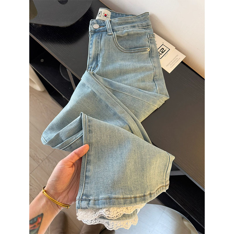 Retro blue lace summer jeans