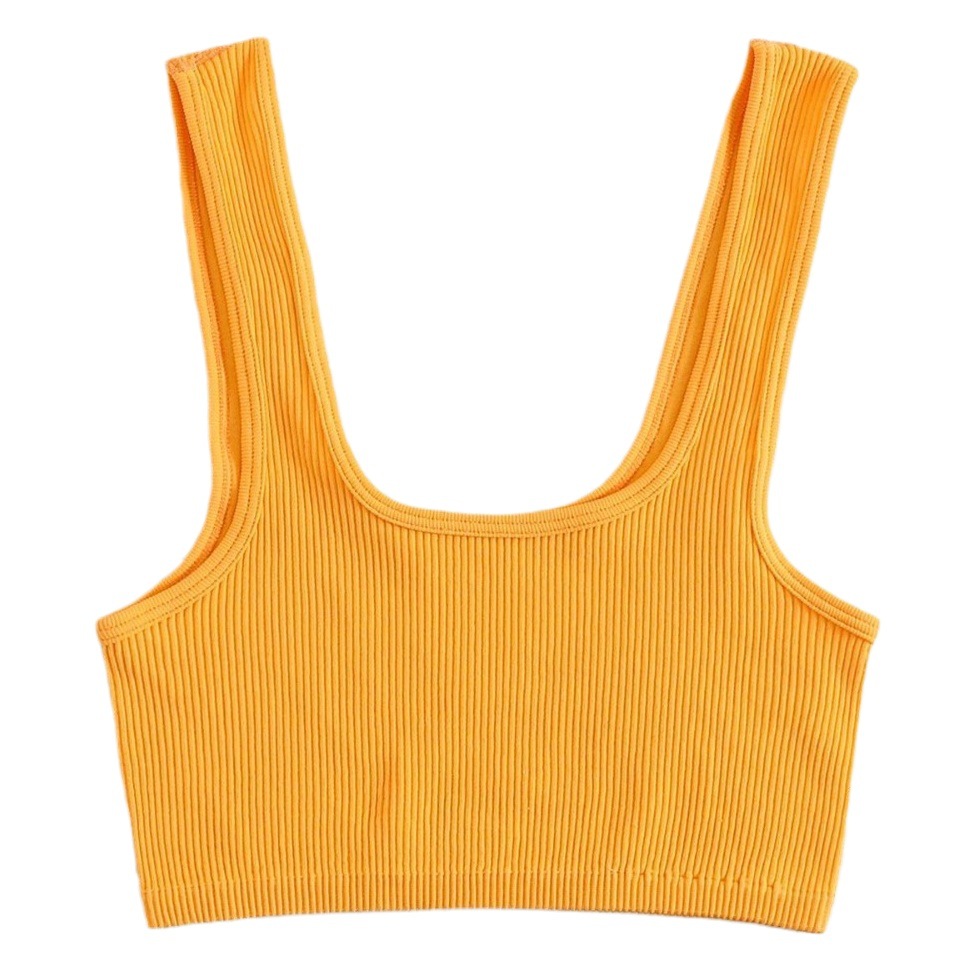 New nylon sports thread square collar short yoga vest fitness underwear inner high elastic comfortable single layer bra