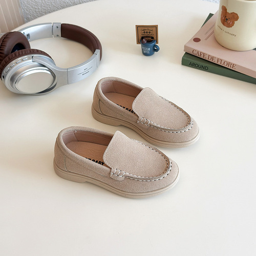 Children's casual leather shoes, summer new style, boys 'retro simple all-match skate shoes, girls' wedge platform sole leather shoes