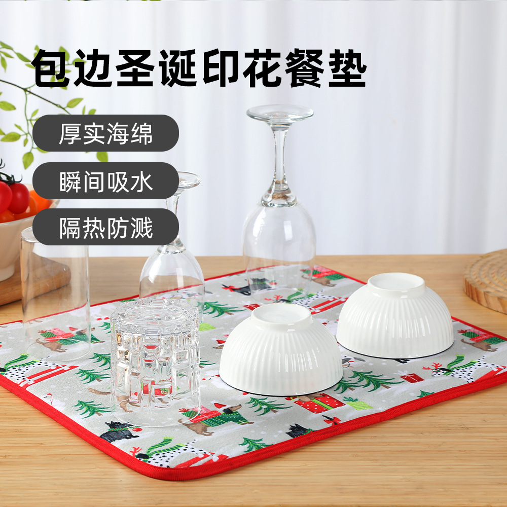 Lugar de fábrica al por mayor exquisito cojín de drenaje con estampado navideño de dibujos animados