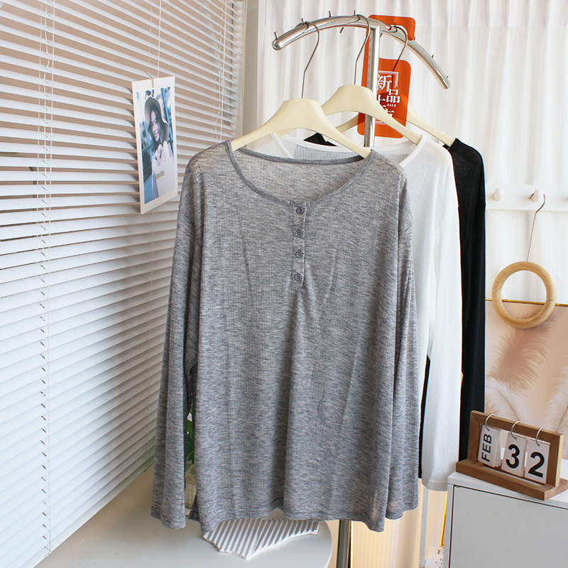 Summer Thin See-Through Long-Sleeved T-Shirt Sun Protection Clothing Women's Loose Sexy Dance Clothing Top Swimsuit Cover-Up Air-Conditioning Shirt