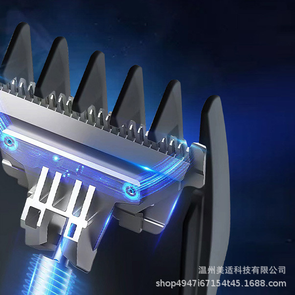 Haircut, temple trimming, shaving and nose hair trimming with five-in-one blades, interchangeable grooming set, smart digital display, electric hair cutting