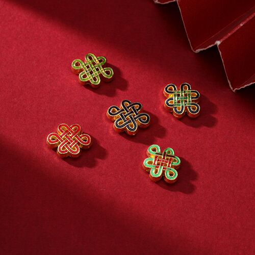 Alloy Drip Enamel Cloisonné Chinese Knot DIY Handmade Gold Plated Enamel Wire Wrapping Pendant Back Cloud Separating Bead Accessory Material