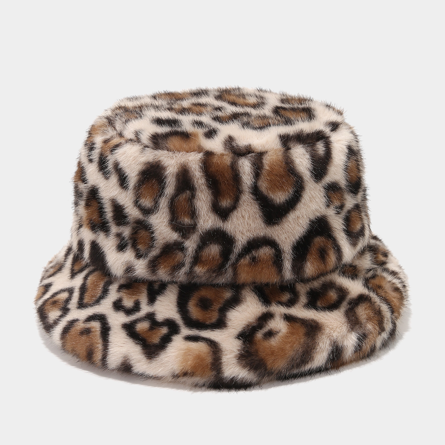 Otoño y invierno sombrero de pescador de moda femenina de estilo americano estampado de leopardo grueso calentamiento sombrero callejero de moda roja imitación sombrero de lana de visón