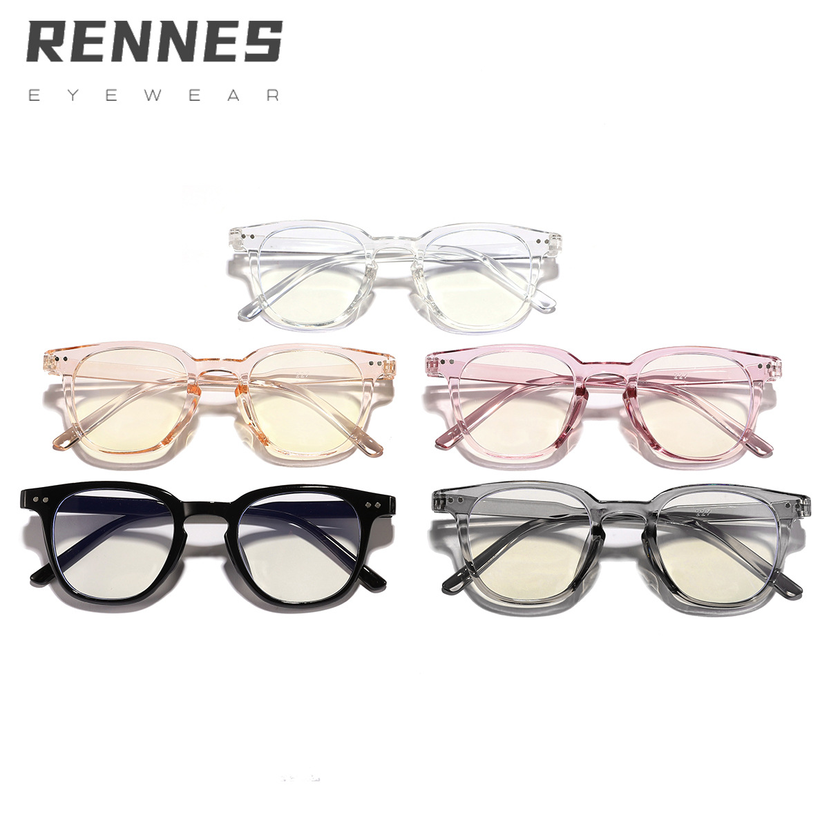 2022 nuevo estilo coreano casual artístico llano gafas lisas hombres y mujeres beige uñas gafas irregulares pierna anti-azul gafas de luz