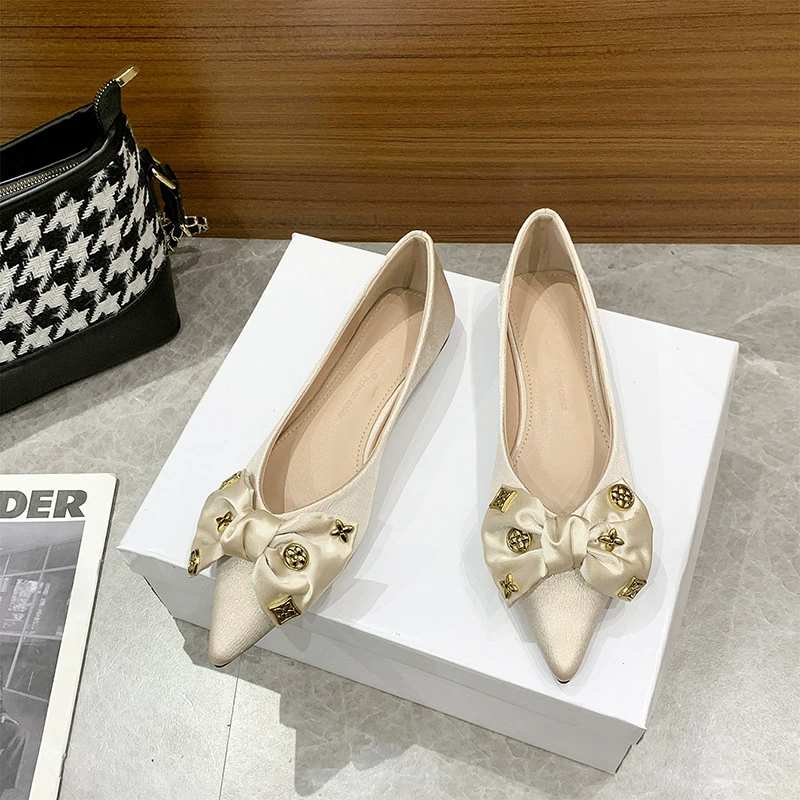 2025 Новые туфли с острым носком, женские весенне-осенние туфли-лодочки на мягкой подошве, вечерние туфли-лодочки, нежные туфли на плоской подошве, женские туфли большого размера, размеры от 41 до 43