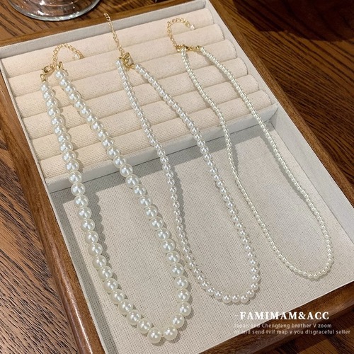 Light luxury niche high-end pearl necklace for women summer  new style necklace simple millet grain clavicle chain accessories
