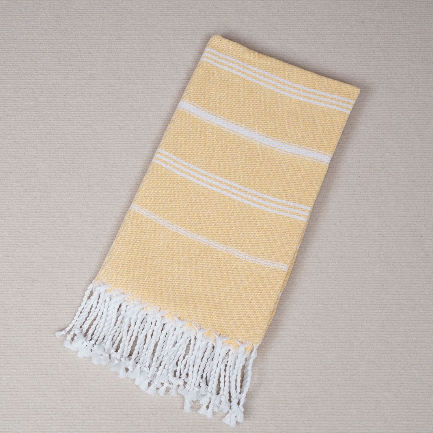 Horizontal striped beach towel yellow