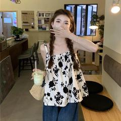 ルーズ 1.0-150kg 特大サイズファット mm 夏アウターデザインフレンチフローラルサスペンダーノースリーブベスト女性用