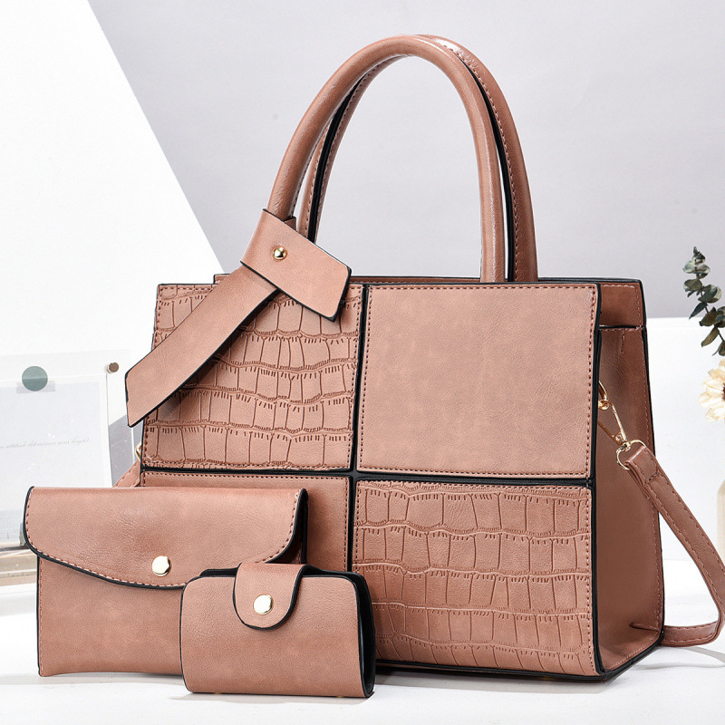Bolsas de tres piezas, bolsas de moda de gran capacidad, bolsas de hombro, bolsas transfronterizas, bolsas de empalme con patrón de cocodrilo, atmósfera