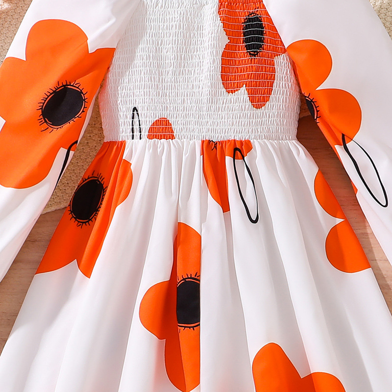 Mädchen Langarmkleid Mit Blumenmuster Modisches Herbstkleid_voghion.com
