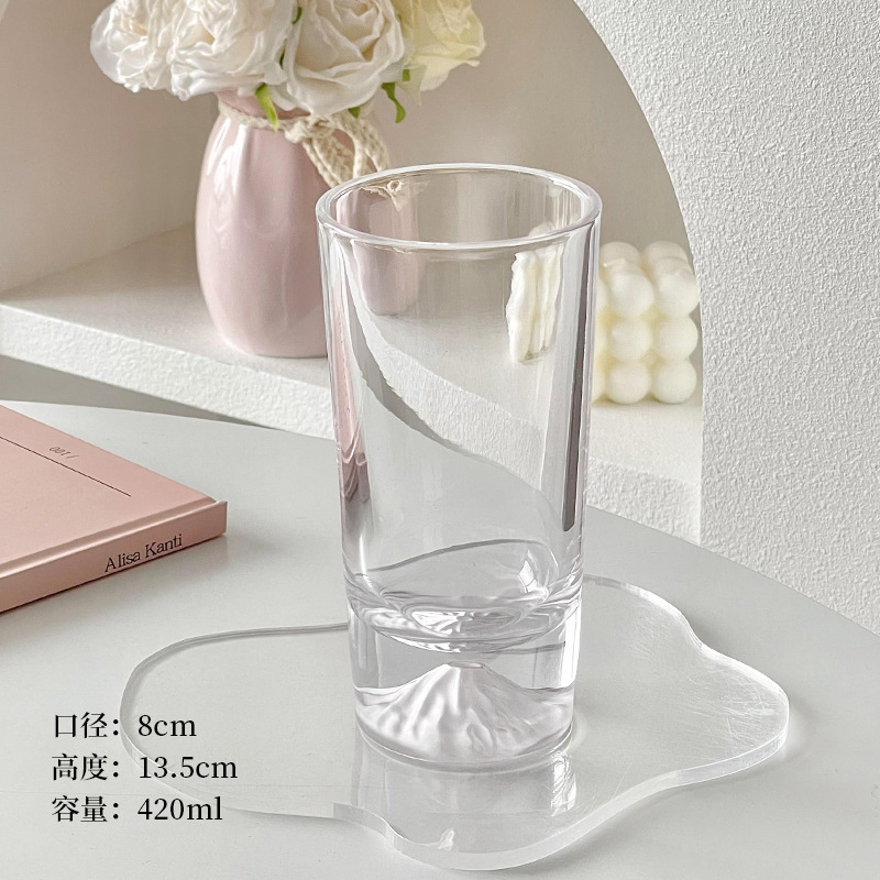粉色富士山杯樱花雪山杯子ins风仙女玻璃杯咖啡杯酒杯威士忌杯|undefined