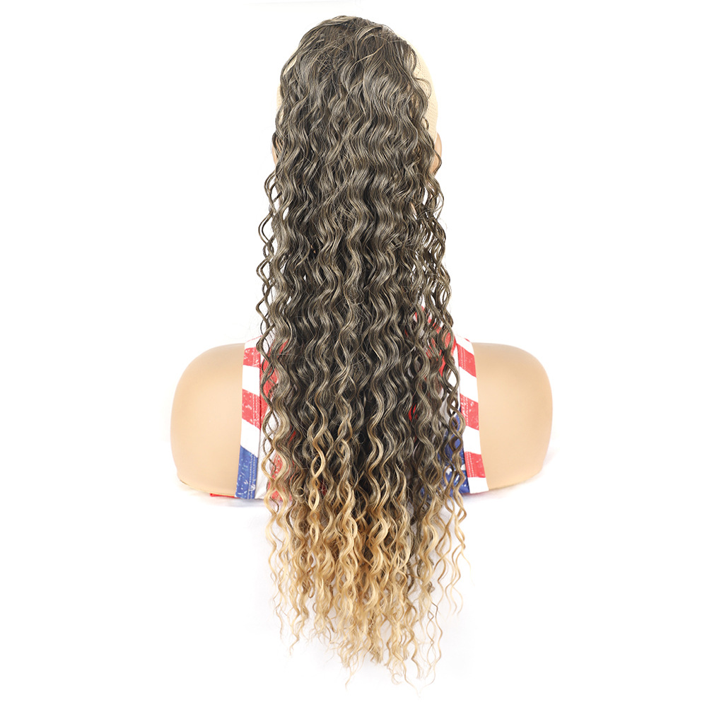 Cheveux synthétiques pouces Curl cheveux queue de cheval perruque maille ronde cordon longue queue de cheval cheveux bouclés_voghion.com
