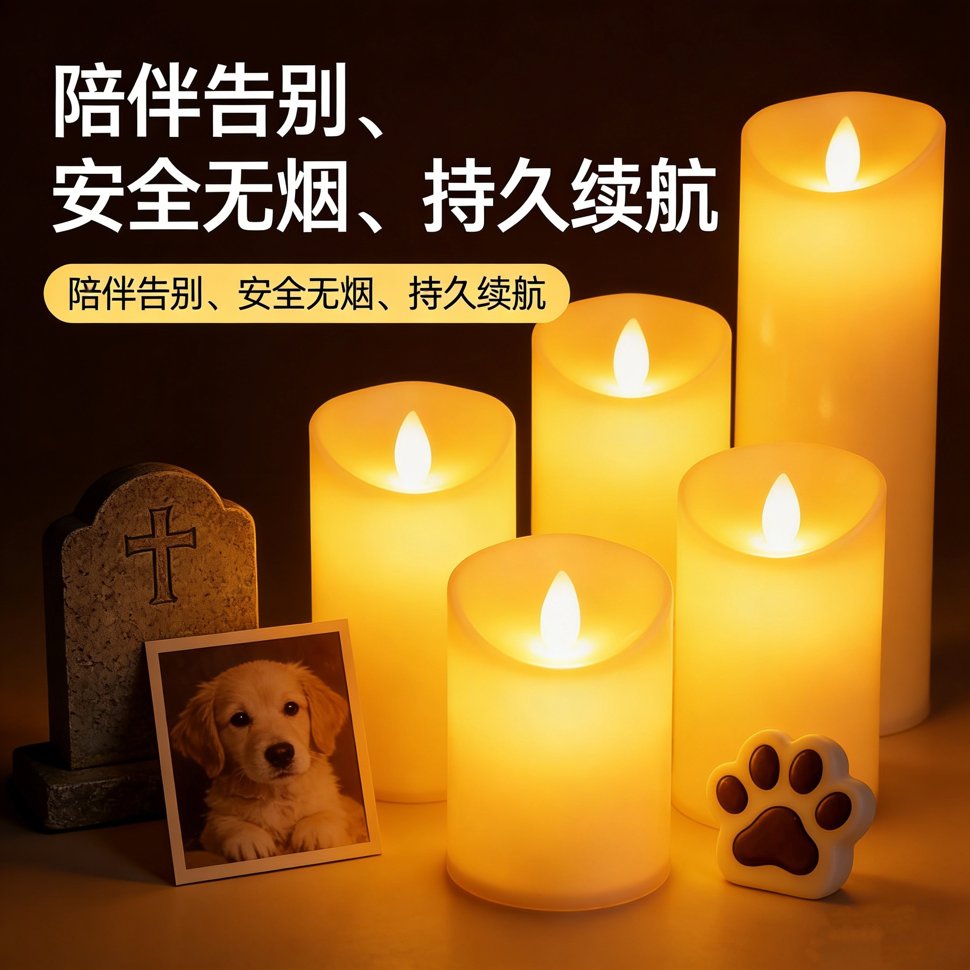 Velas de sacrificio de mascotas LED simulación de cera de té lámpara larga para gatos y perros en el siglo pasado lámpara de conmemoración vela de incienso