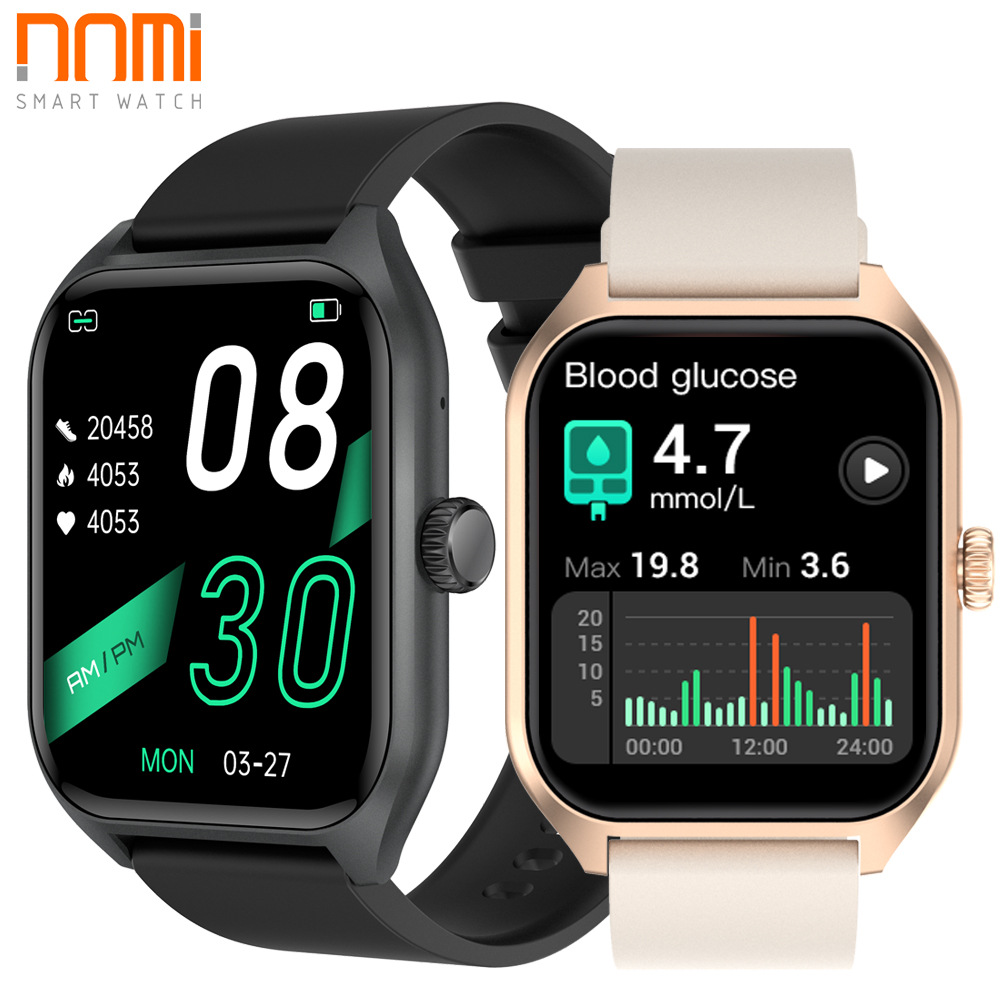 1.96-inch New QX5 Calling AI Voice Assistant Calculator SOS Non-invasive Blood Sugar Calling Smart Watch