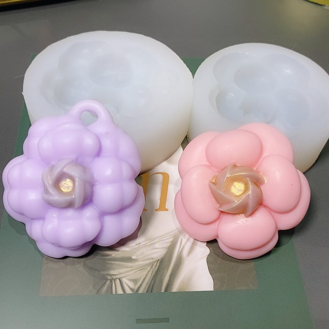 Camelia con agujero no agujero molde de silicona arcilla suave cerámica jabón hecho a mano epoxi aire acondicionado salida de aire aromaterapia molde