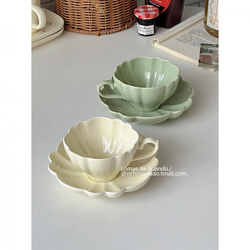 ins博主同款庭院杯碟組合下午茶咖啡杯生日伴手禮釉下彩陶瓷茶杯