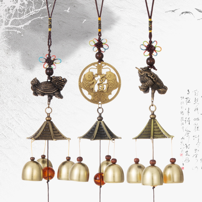 Pure copper wind chimes ornaments door reminder wind chimes. Open the door bell bedroom L room store copper bell pendant hanging door