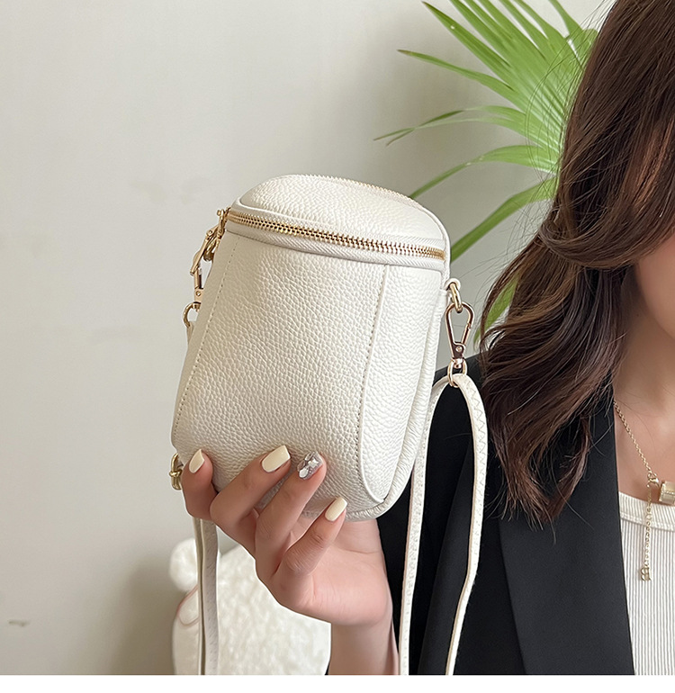 294g Weight Polyester Lining Material Sewing Thread Fashion Element Zipper Closure Type Single Shoulder Strap Strap Type Crossbody Bag Bags Type Casual Occasion Genuine leather Material Solid Color Pattern All Seasons Season Women's Gender Streetwear Style Shell Shape Women's Solid Color Genuine Leather Sewing Thread Zipper Phone Wallets 7