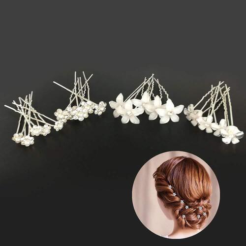 Hot selling U-shaped hair fork hairpin hairpin pearl flower inlaid diamond hairpin European and American bridal headwear pin hairpin