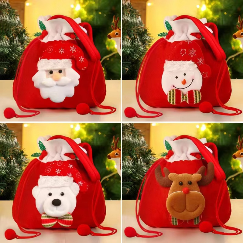 クリスマスギフトバッグ サンタクロース 雪だるま リンゴ収納袋 クリスマスイブ キャンディギフトバッグ クリスマス サンタクロース|undefined
