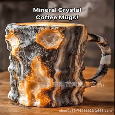 2024 Tazas de café de cristal mineral nuevas tazas de café de resina de cristal mineral nuevos productos