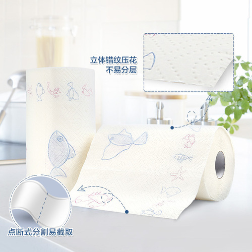 Heart-to-Heart Kitchen Oil Absorbing & Water Sealing Roll Towels, 8 Rolls in a Box, Economical Pack, Oil Wiping & Hand Towels