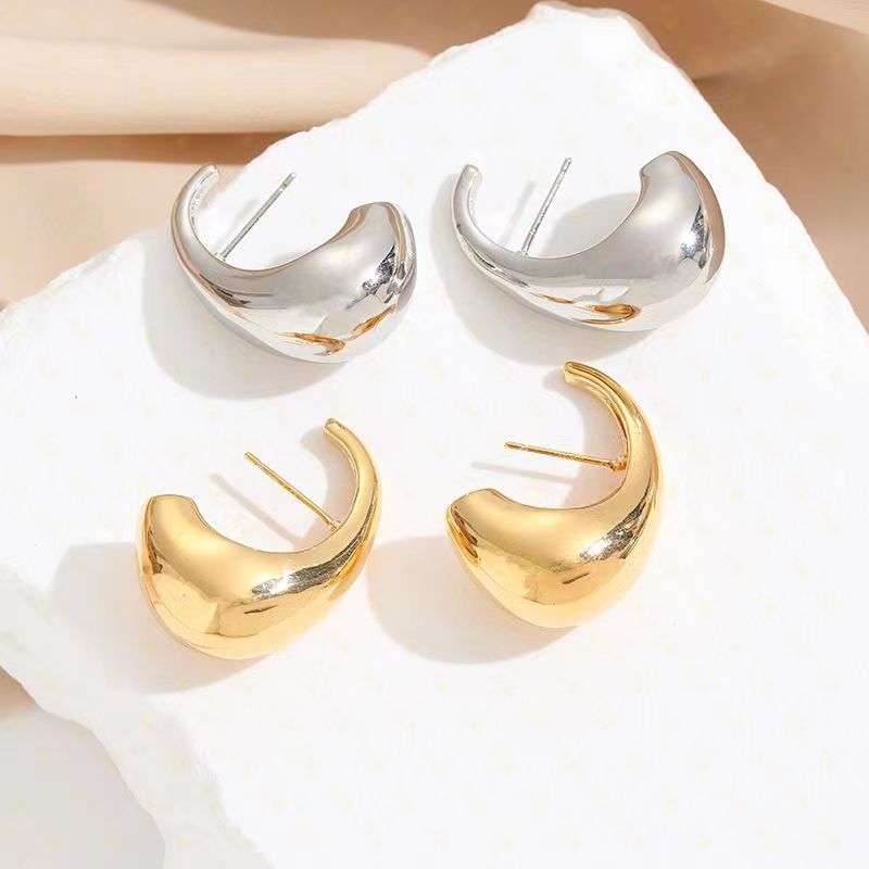 1 Pair Simple Style Solid Color Plating Copper 24k Gold Plated Ear Studs display picture 2