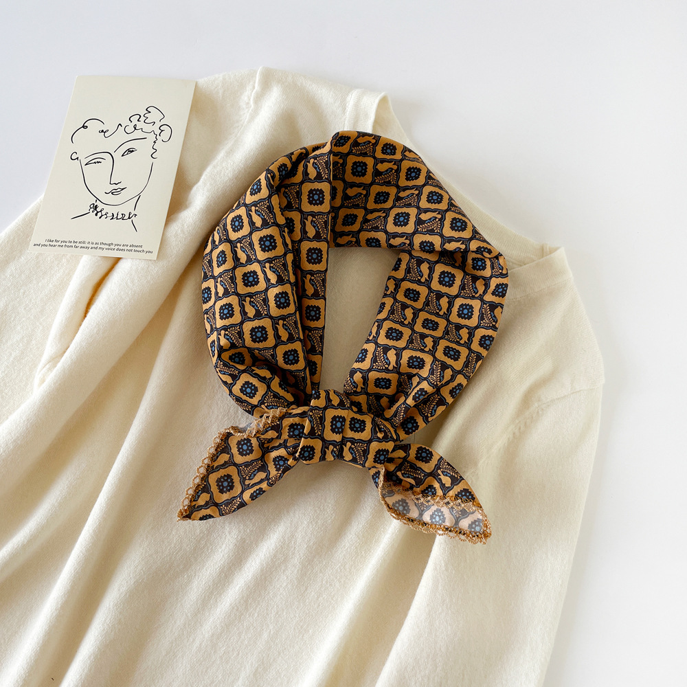 Leopard Print Cotton Square Neck Scarf For Women Lightweight_voghion.com